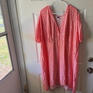 Old Navy Coral Floral Midi Dress
